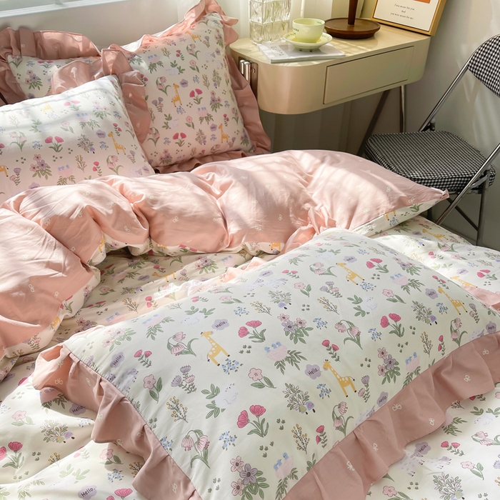 91家纺网 家纺一手货源 找家纺 （总）简爱 2025新款13372韩版纯棉花边四件套