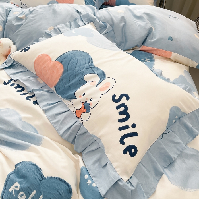 91家纺网 家纺一手货源 找家纺 简爱 2025新款13372韩版纯棉花边四件套 恋爱季