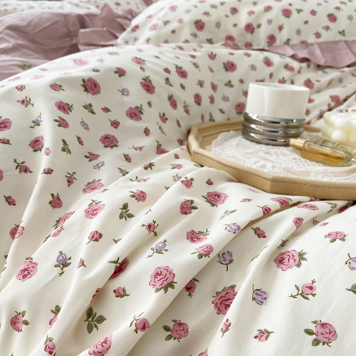 91家纺网 家纺一手货源 找家纺 简爱 2025新款13372韩版纯棉花边四件套 美宣