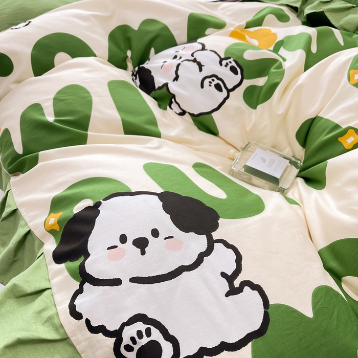 91家纺网 家纺一手货源 找家纺 简爱 2025新款13372韩版纯棉花边四件套 皮皮狗