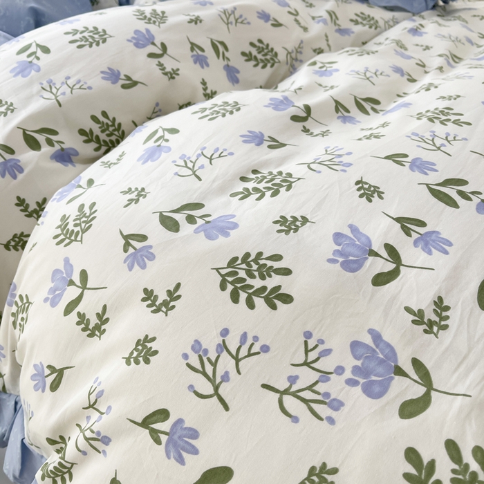 91家纺网 家纺一手货源 找家纺 简爱 2025新款13372韩版纯棉花边四件套 雨巷