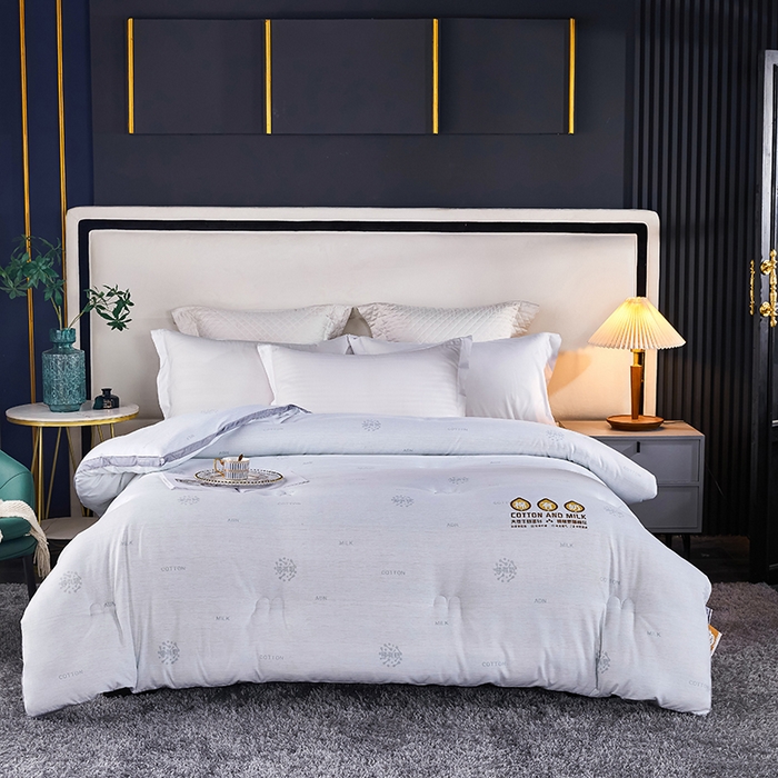 91家纺网 家纺一手货源 找家纺 33家纺 2023新款-A类棉有奶印花春秋被冬被被子被芯 幻影灰