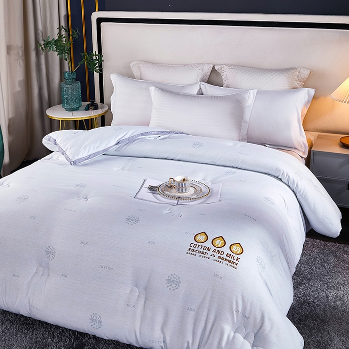 91家纺网 家纺一手货源 找家纺 33家纺 2023新款-A类棉有奶印花春秋被冬被被子被芯 幻影灰