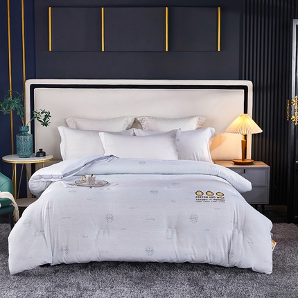 91家纺网 家纺一手货源 找家纺 33家纺 2023新款-A类棉有奶印花春秋被冬被被子被芯 幻影灰