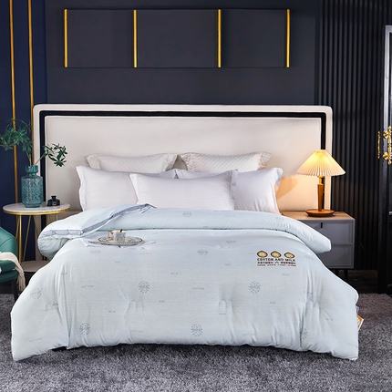 91家纺网 家纺一手货源 找家纺 33家纺 2023新款-A类棉有奶印花春秋被冬被被子被芯 清水蓝