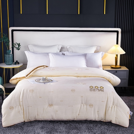 91家纺网 家纺一手货源 找家纺 33家纺 2023新款-A类棉有奶印花春秋被冬被被子被芯 香草黄