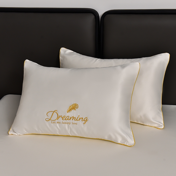 91家纺网 家纺一手货源 找家纺 简爱 2025新款水洗真丝刺绣夏被四件套（跑量款） 直播 梦羽-奶茶白