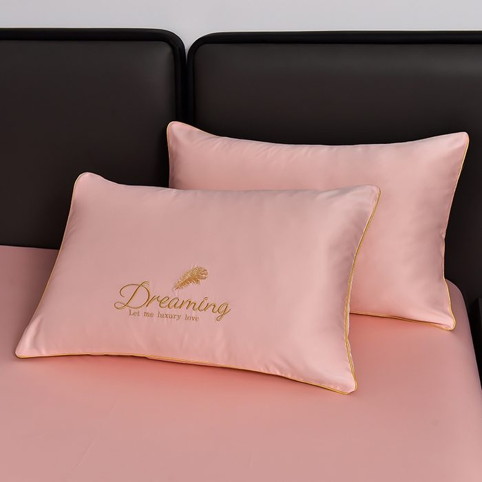 91家纺网 家纺一手货源 找家纺 简爱 2025新款水洗真丝刺绣夏被四件套（跑量款） 直播 梦羽-樱花粉