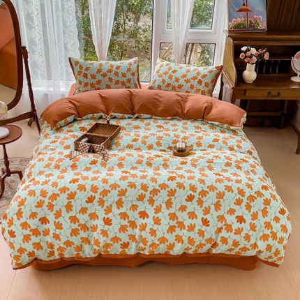 91家纺网 家纺一手货源 找家纺 （总）玖琳家纺 2023新款麻小棉水洗棉双层纱四件套