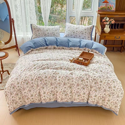 91家纺网 家纺一手货源 找家纺 （总）玖琳家纺 2023新款麻小棉水洗棉双层纱四件套