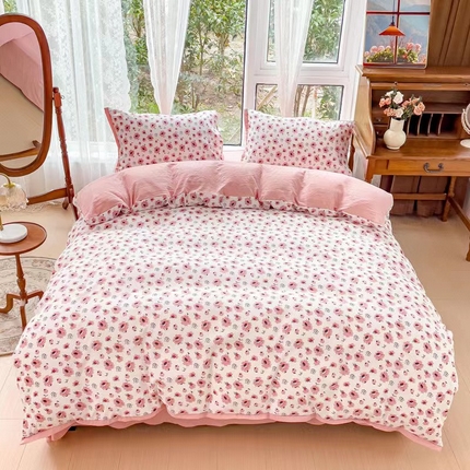 91家纺网 家纺一手货源 找家纺 （总）玖琳家纺 2023新款麻小棉水洗棉双层纱四件套