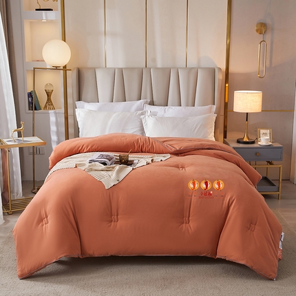 91家纺网 家纺一手货源 找家纺 33家纺 2023新款A类小辣椒蜜桃暖绒春秋被冬被速暖被子被芯 爱玛橙