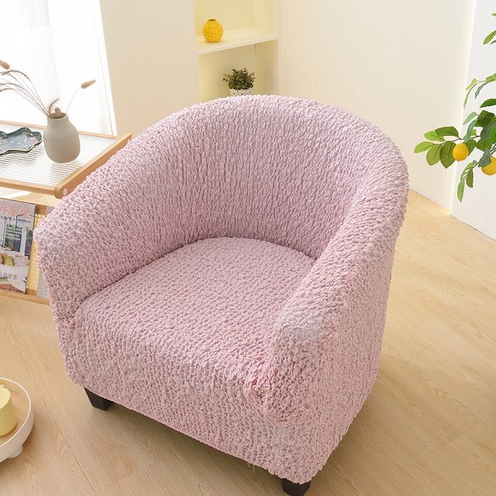 91家纺网 家纺一手货源 找家纺 启博家纺 2023新款奶油云纱半圆形卡座椅套 少女粉