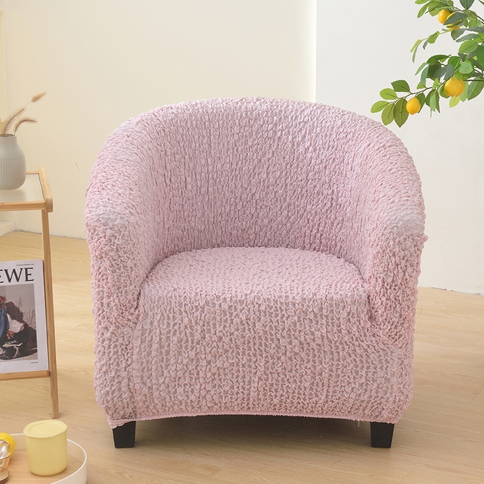 91家纺网 家纺一手货源 找家纺 启博家纺 2023新款奶油云纱半圆形卡座椅套 少女粉