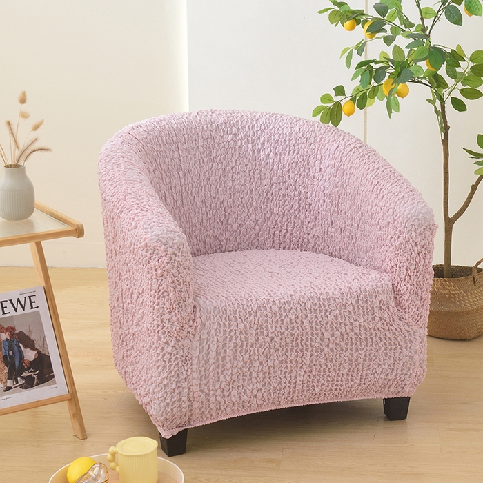 91家纺网 家纺一手货源 找家纺 启博家纺 2023新款奶油云纱半圆形卡座椅套 少女粉