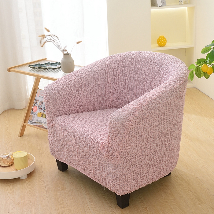 91家纺网 家纺一手货源 找家纺 启博家纺 2023新款奶油云纱半圆形卡座椅套 少女粉