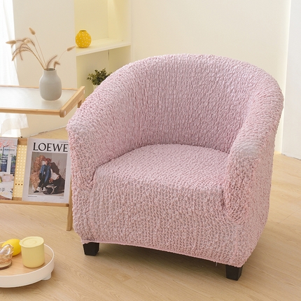 91家纺网 家纺一手货源 找家纺 启博家纺 2023新款奶油云纱半圆形卡座椅套 少女粉