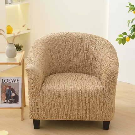 91家纺网 家纺一手货源 找家纺 启博家纺 2023新款奶油云纱半圆形卡座椅套 卡其色