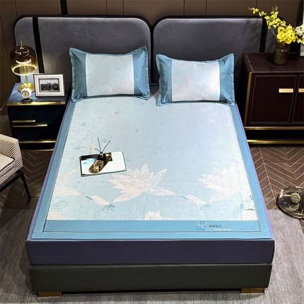 91家纺网 家纺一手货源 找家纺 兄弟坊2023新款800d提花凉感冰丝席 荷叶莲莲