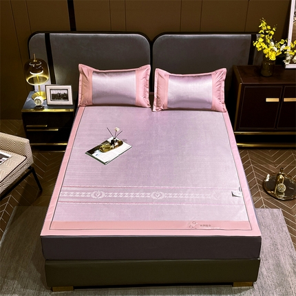 91家纺网 家纺一手货源 找家纺 兄弟坊2023新款800d提花凉感冰丝席 绅士-粉