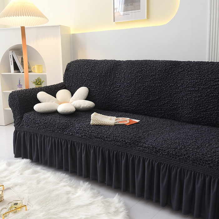 91家纺网 家纺一手货源 找家纺 启博家纺 2023新款奶油云纱纱沙发套 云曼-墨黑