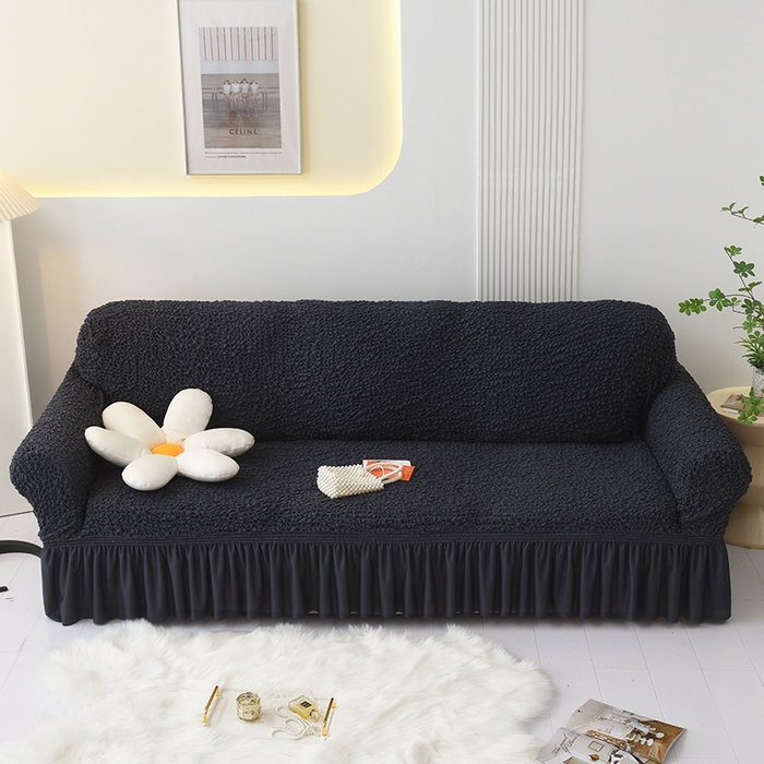 91家纺网 家纺一手货源 找家纺 启博家纺 2023新款奶油云纱纱沙发套 云曼-墨黑