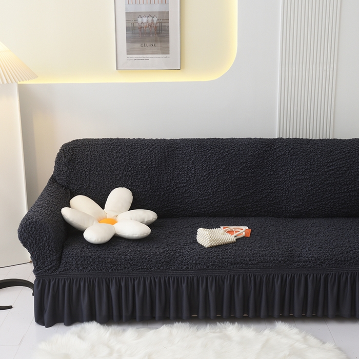 91家纺网 家纺一手货源 找家纺 启博家纺 2023新款奶油云纱纱沙发套 云曼-墨黑