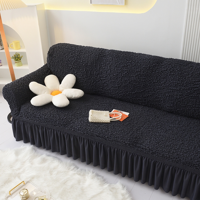 91家纺网 家纺一手货源 找家纺 启博家纺 2023新款奶油云纱纱沙发套 云曼-墨黑