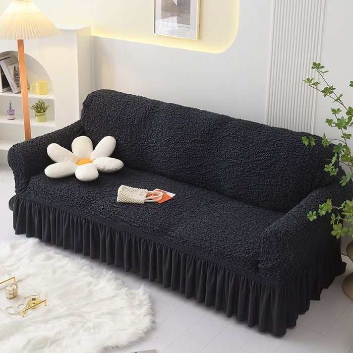 91家纺网 家纺一手货源 找家纺 启博家纺 2023新款奶油云纱纱沙发套 云曼-墨黑