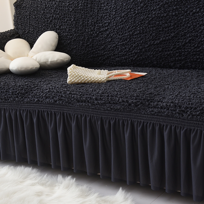 91家纺网 家纺一手货源 找家纺 启博家纺 2023新款奶油云纱纱沙发套 云曼-墨黑