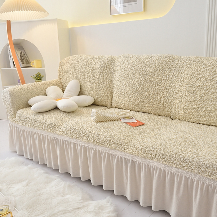 91家纺网 家纺一手货源 找家纺 启博家纺 2023新款奶油云纱纱沙发套 云曼-米白