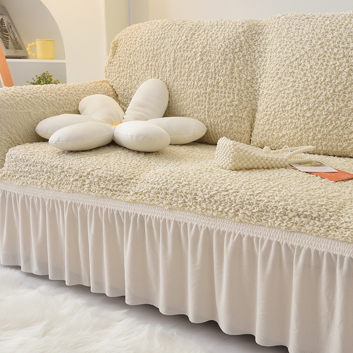 91家纺网 家纺一手货源 找家纺 启博家纺 2023新款奶油云纱纱沙发套 云曼-米白