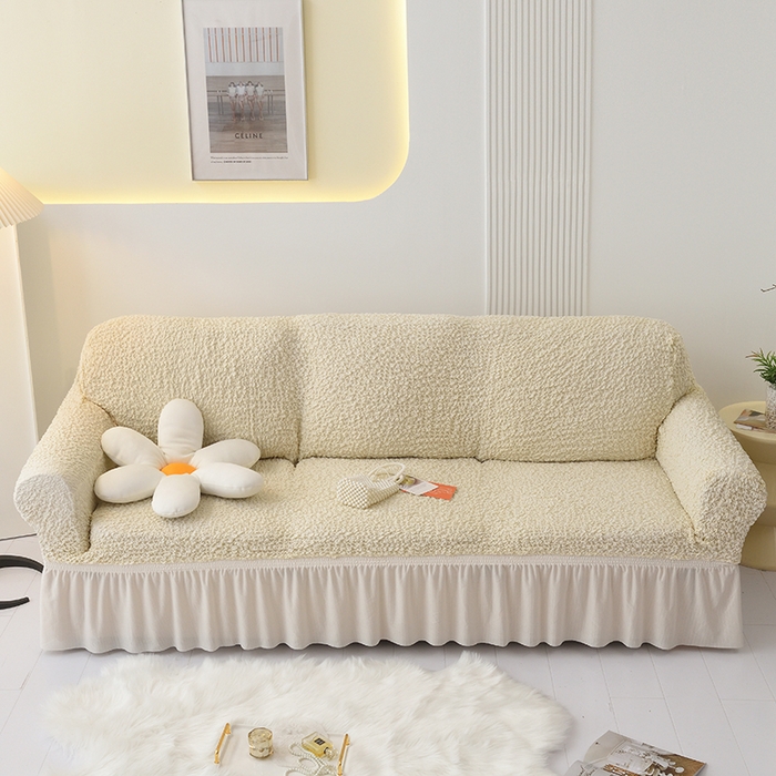 91家纺网 家纺一手货源 找家纺 启博家纺 2023新款奶油云纱纱沙发套 云曼-米白