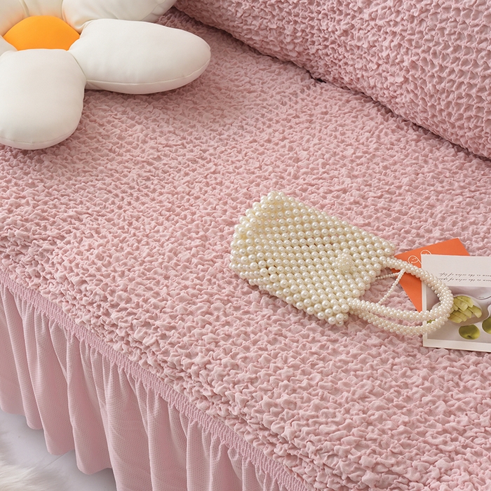 91家纺网 家纺一手货源 找家纺 启博家纺 2023新款奶油云纱纱沙发套 云曼-桃粉色