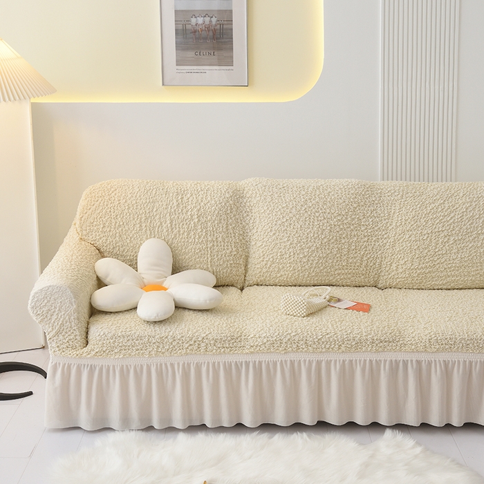 91家纺网 家纺一手货源 找家纺 启博家纺 2023新款奶油云纱纱沙发套 云曼-米白