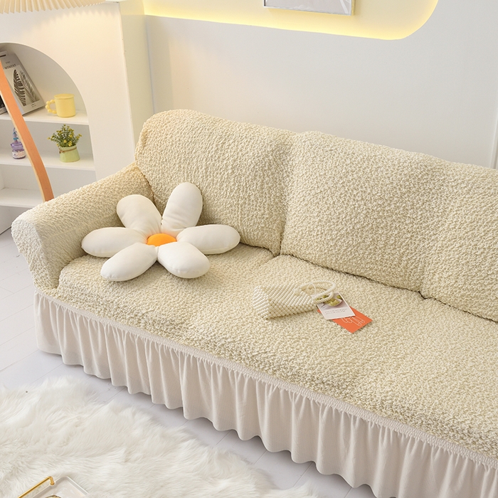 91家纺网 家纺一手货源 找家纺 启博家纺 2023新款奶油云纱纱沙发套 云曼-米白