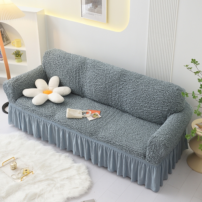 91家纺网 家纺一手货源 找家纺 启博家纺 2023新款奶油云纱纱沙发套 云曼-灰蓝