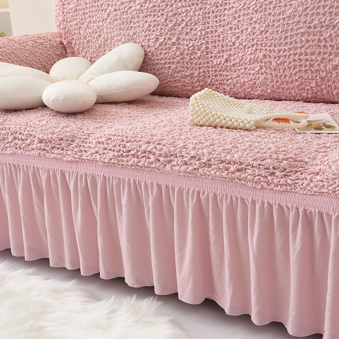 91家纺网 家纺一手货源 找家纺 启博家纺 2023新款奶油云纱纱沙发套 云曼-桃粉色