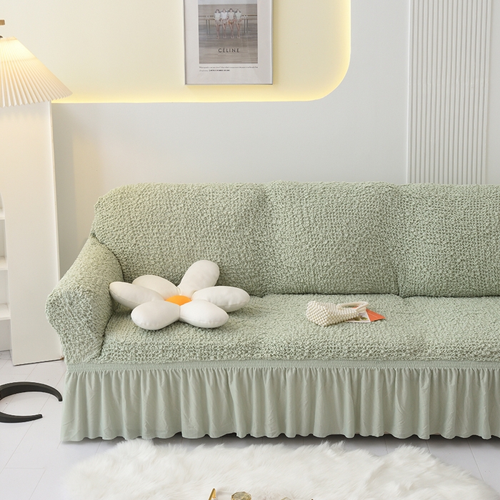 91家纺网 家纺一手货源 找家纺 启博家纺 2023新款奶油云纱纱沙发套 云曼-薄荷绿