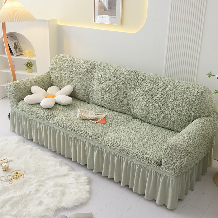 91家纺网 家纺一手货源 找家纺 启博家纺 2023新款奶油云纱纱沙发套 云曼-薄荷绿