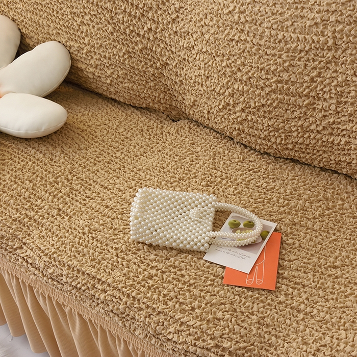 91家纺网 家纺一手货源 找家纺 启博家纺 2023新款奶油云纱纱沙发套 云曼-驼色