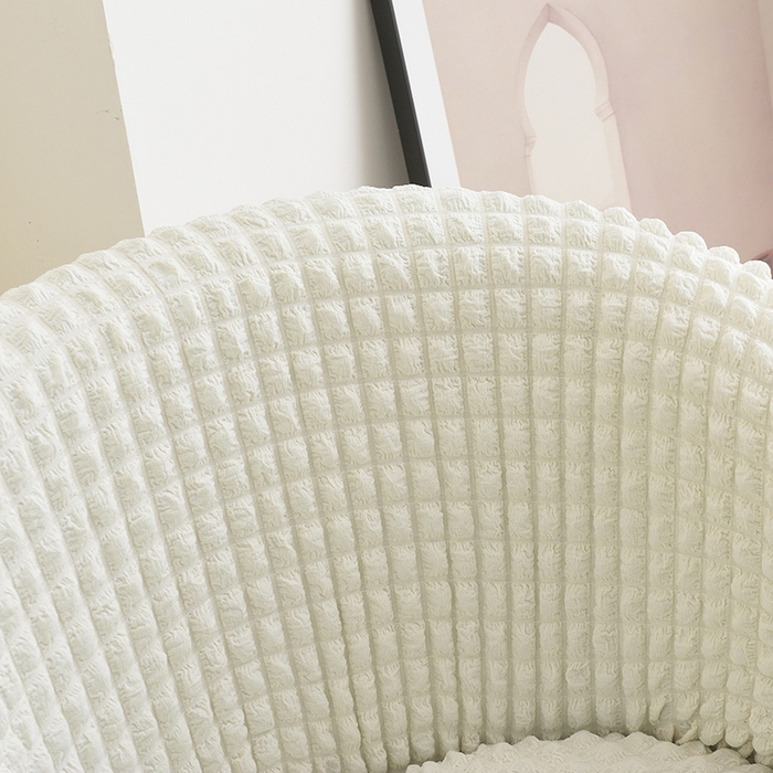 91家纺网 家纺一手货源 找家纺 启博家纺 2023新款泡泡纱弹力半圆形沙发套 乳白