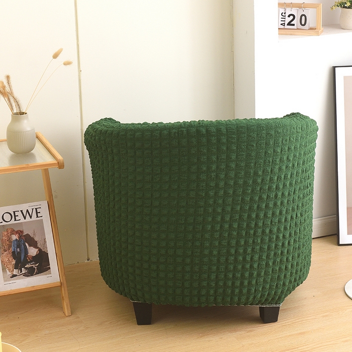 91家纺网 家纺一手货源 找家纺 启博家纺 2023新款泡泡纱弹力半圆形沙发套 橄榄绿