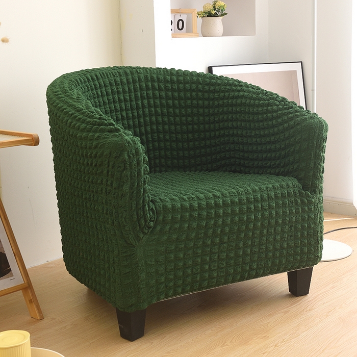 91家纺网 家纺一手货源 找家纺 启博家纺 2023新款泡泡纱弹力半圆形沙发套 橄榄绿