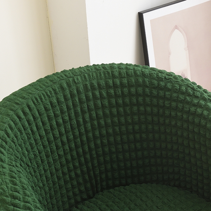 91家纺网 家纺一手货源 找家纺 启博家纺 2023新款泡泡纱弹力半圆形沙发套 橄榄绿