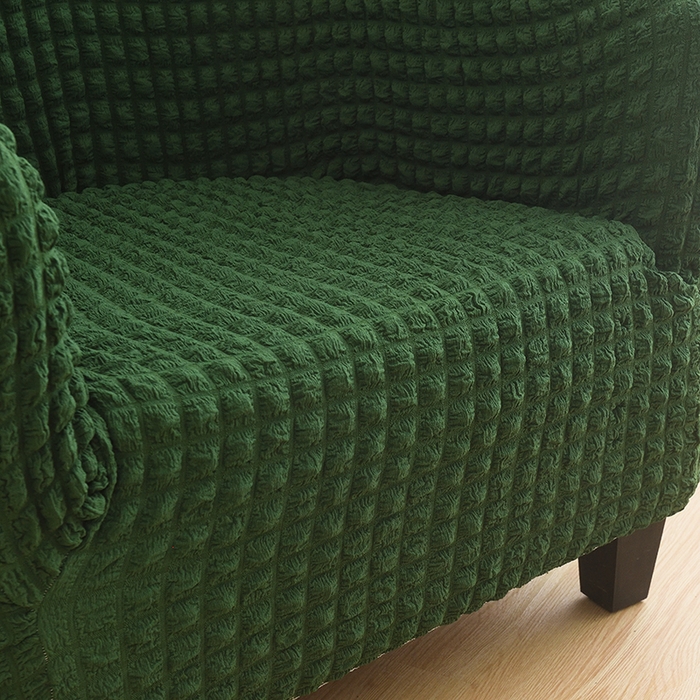 91家纺网 家纺一手货源 找家纺 启博家纺 2023新款泡泡纱弹力半圆形沙发套 橄榄绿