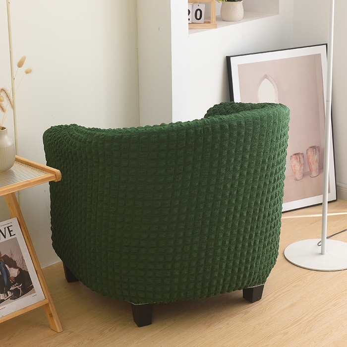 91家纺网 家纺一手货源 找家纺 启博家纺 2023新款泡泡纱弹力半圆形沙发套 橄榄绿