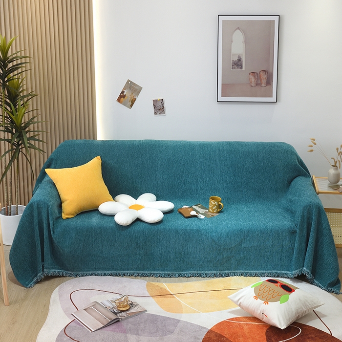 91家纺网 家纺一手货源 找家纺 启博家纺 2023新款雪尼尔纯色沙发盖布巾沙发垫沙发套沙发巾 象牙白