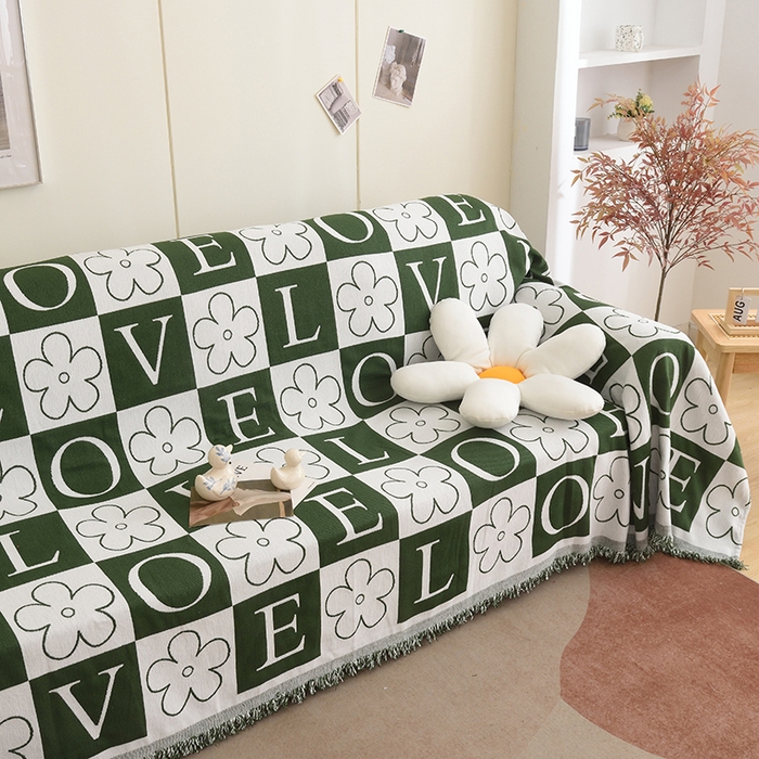 91家纺网 家纺一手货源 找家纺 启博家纺 2023新款雪尼尔流苏款沙发垫沙发套沙发巾 简爱-绿