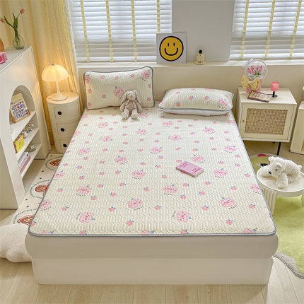 91家纺网 家纺一手货源 找家纺 美乐迪家纺 2023新款夏被乳胶凉席套件 可爱猪